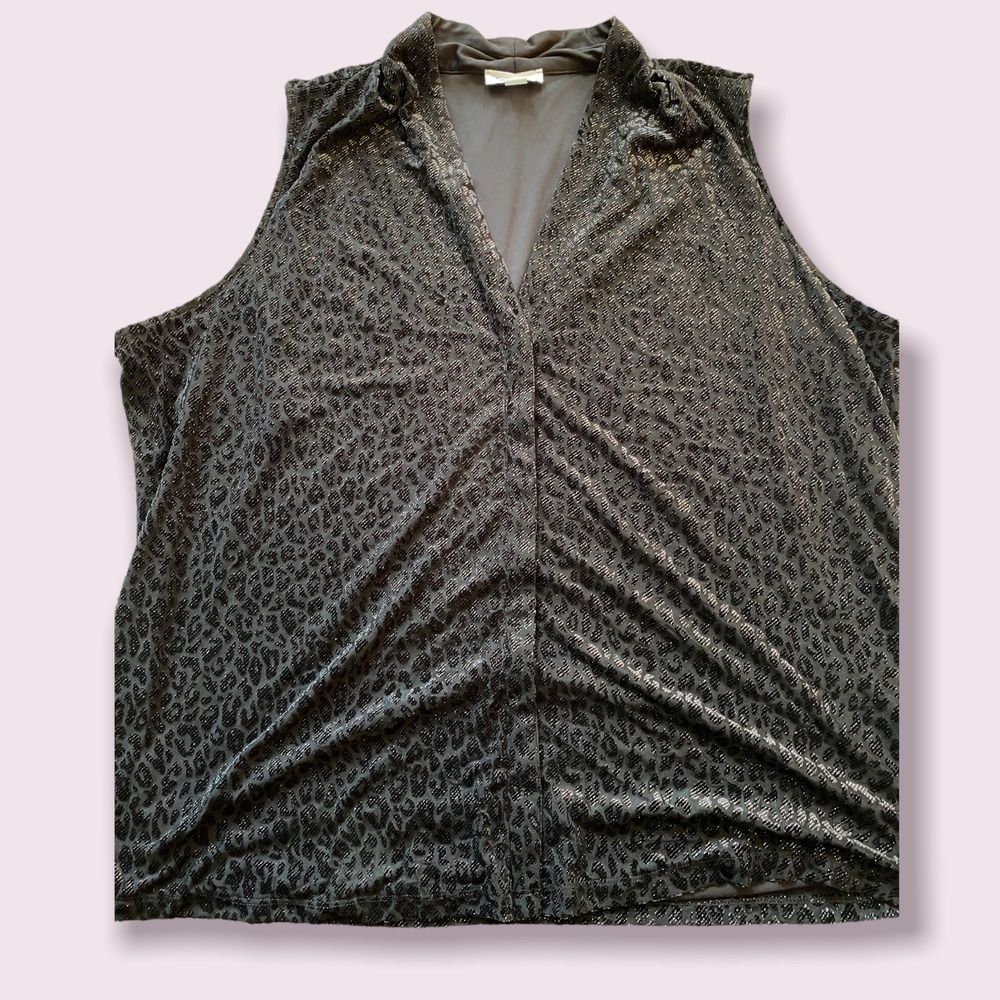 Calvin Klein Sleeveless Sparkle Leopard Spot Blous-Size 2X